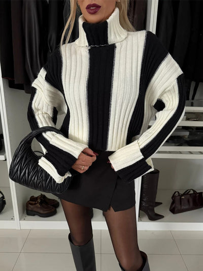 Striped Turtleneck Sweater