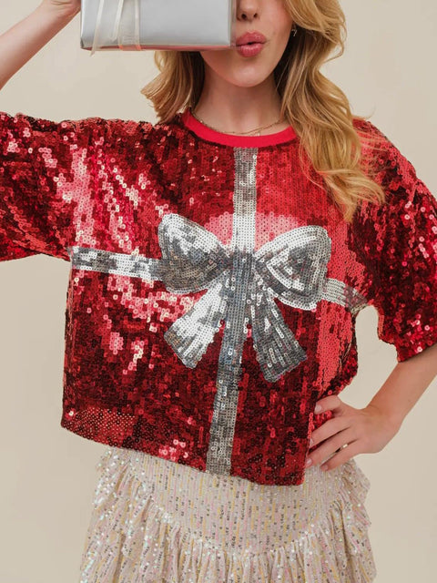 Sequin Bow Gift Top